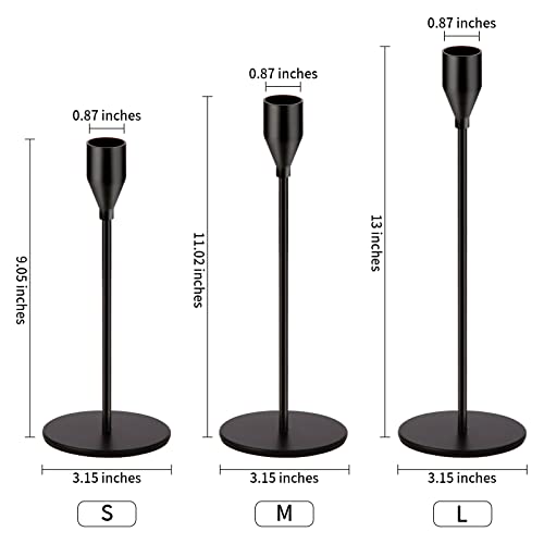 Oatnauxil Matte Black Candle Holders Black Candlestick Holders Metal Candle Holder for Wedding, Dinning, Party, Fits 3/4 inch Thick Candle&Led Candles (Set of 6 Pcs) - color: Matte Black