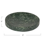 Creative Co-Op Marble Round Soapdish, Green - color: Green