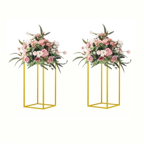 15.75inch 2 pcs Column Vases Gold Centerpieces for Table Metal Flower Stand Gold Wedding Centerpieces for Tables Party Floral Stands for Flowers - size: 15.75 Inches - 2 pcs