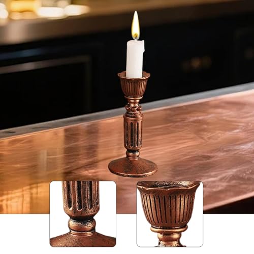 Vintage Candle Holder Retro Candelabra Floral Decorative for Desktop Dining Room Living Room Anniversary Special Events, M