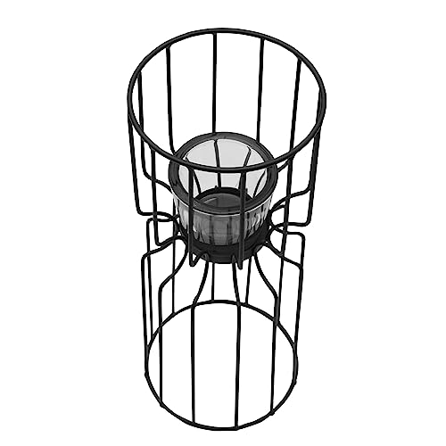 Elements Wire Votive Candle Holder, for Use with Flameless or Wax Candle, Black, 5.12x5.12x12.6 Inch