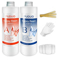 Epoxy Resin Casting and Coating Kit for Art, Jewelry, Crafts - 32 Oz | Bonus 4 pcs Graduated Cups, 3pcs Sticks, 1 Pair Rubber Gloves by Puduo - size: 32OZ