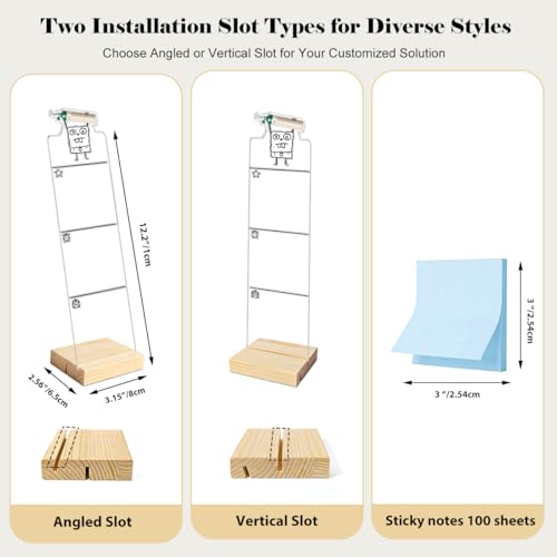 Monitor Memo Board Sticky Note Organizer Computer Monitor Memo Board Oxygen Cylinder Acrylic Desk Accessories Removable Wooden Base Set Sticky Notes 100 Sheets 11.8×3.1 inches - color: Oxygen Cylinder