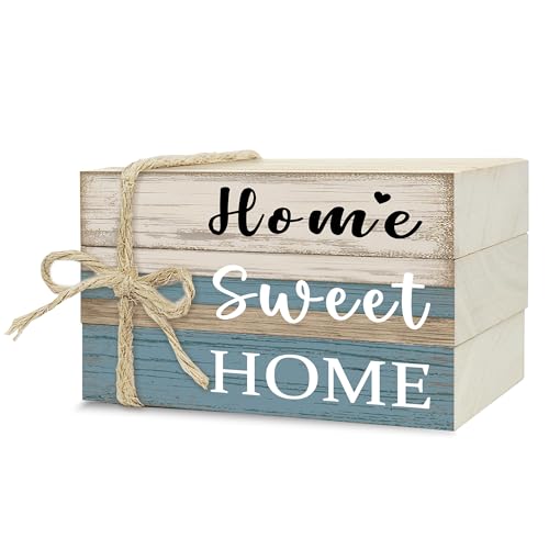 Mini Decorative Books For Home Decor, Small Wood Book Stack For Table Decor, Home Sweet Home decoration Books For Living Room Bookshelf, Farmhouse Stacked Books decoration（L50) - color: Home Sweet Home 5