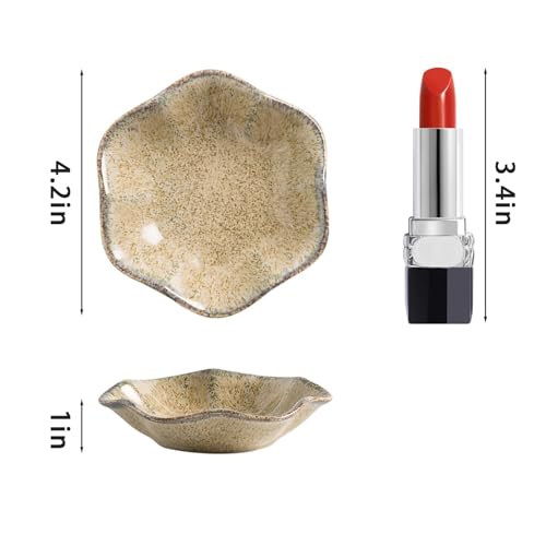 Ceramic Ring Dish, Jewelry Dish Holder, Small Trinket Tray Plate for Earrings Rings Necklaces Keys, Gift for Mom Friend Sister on Birthday Mother's Day Christmas (Camel Surface) - color: Camel Surface