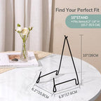 PUERSI 2 Pack Bowl Display Stand, 10 Inch Iron Bowl Holder, Large Plate Stands for Display Large Deep Plates, Platters, Easels, Dishes, Frame, 10" H X 6.2" W X 6.9" D (For Bowls under 5" in Depth)