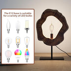 LAPTAIN Wood Table Lamp, Irregular Jujube Tree Wooden Bedside Lamp, Creative Home Decor Table Lamp, Bedside Night Light for Bedroom, Living Room, E12, ON-Off Button, Iron Base - size: Small
