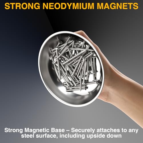 GRENPRO 4-Piece Magnetic Tray Set, 2 Large Square & 2 Round Stainless Steel Trays with Strong Magnet for Tool Organization, DIY Stickers Included - style: Square & Round (Stickers Included)