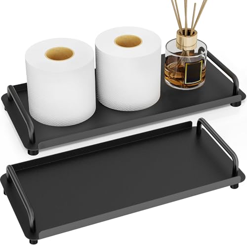 Gypie 2 Pack Toilet Paper Storage, Toilet Tank Tray with Handle, Toilet Paper Basket for Bathroom, Toilet Tank, Kitchen (Black) - color: Black 2 Unit