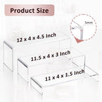 1 Set Large Acrylic Clear Display Risers, 3 Sizes 12" Rectangular Showcase Collectibles Display Shelf, 5 mm Thick Desktop Display Stand Holder for Figures, Jewelry, Perfume, Toys - size: 3 Pcs Acrylic Risers