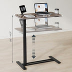 FLEXISPOT Medical Adjustable Overbed Bedside Table with Wheels Pneumatic Mobile Standing Desk Laptop Desk Rolling Computer Cart Movable Table Hospital Home Use(31.5" W x 17.7" D, Mahogany Large) - color: Mahogany, size: Large