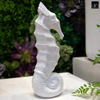 Modern Small Ceramic Seahorse Figurine, Unique Cermaic Figurines, Handcrafted Decorative Gloss Finish White Sculpture for Home, Garden,Office: 5.25"x3.50"x13.75"H - size: 5.25"x3.50"x13.75"H