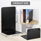 JIANTA Large Book Ends, Heavy Duty Metal Bookends, 2 Pairs/4 Pieces Book Stopper, Book Ends Support for Shelves, Black Non-Slip Bookshelf Holder Stand for Home Office Library School (8 x 5.3 x 4 in)