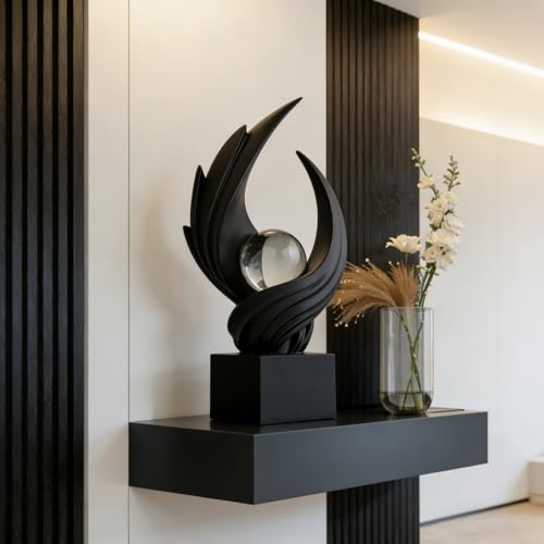 AWNR Gold Abstract Sculpture House Decor Aesthetic - Home Décor Accents for Nightstand, Shelves, Dining Room, Entryway Table, Office, Desk Accessories (Black B) - color: Black B