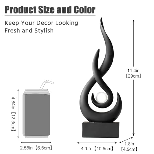 Modern Abstract Art Table Decoration,Resin Flame Statue Modern Black Centerpiece Ornaments for Living Room Great Gift Idea Home Decor,Collectibles - color: Black