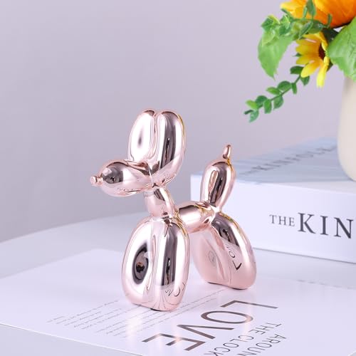 Balloon Dog Sculpture Modern Home Decor Collectible Figurines Funky Statues for Bedroom Trendy Animal Decor for Coffee Table Living Room Decor - color: Pink, size: 3.9*3.9*1.5inch