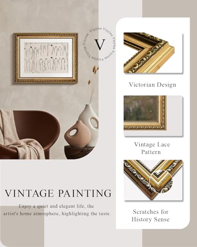 VIYYIEA Gold Framed Wall Art Canvas Print Home Decor Abstract Wall Art Room Decor Minimalist Portrait Artwork Shelf Decorations Vintage Bathroom Prints Line-Drawn Pictures Farmhouse Office 11x14in - color: Crowds, size: 14"L x 11"W