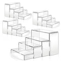 16 Pcs Acrylic Risers 4 Sizes(7" L~9" L) Riser Display Shelf Cupcake Stand Display Cabinet Clear Rectangular Display Stands Set