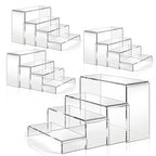 16 Pcs Acrylic Risers 4 Sizes(7" L~9" L) Riser Display Shelf Cupcake Stand Display Cabinet Clear Rectangular Display Stands Set