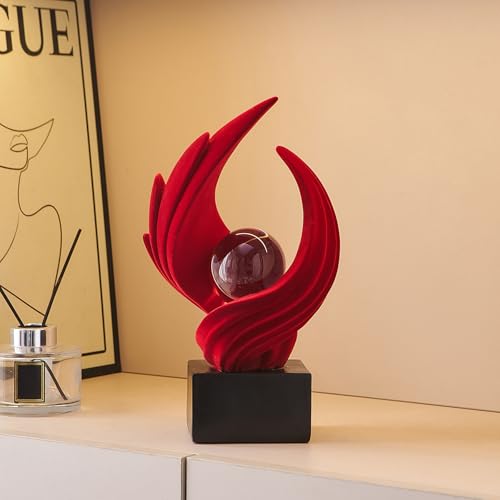 FJS Modern Red Statue Living Room Decor, Abstract Art Table Decor Accents, Resin Sculptures Home Decorations for Table Bookshelf TV Stand Living Room Dining Room Office - color: A-red