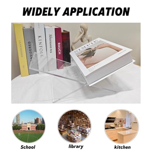 Acrylic Book Stand 13.5 x 6.7 x 5 in Large Open Book Display Stand for Cookbook Art Book Bible Guest Book - Coffee Table Book Stand for Reading - Transparency Detachable Tabletop Decor