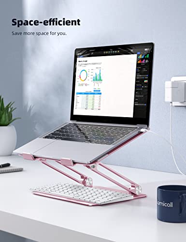 Lamicall Adjustable Laptop Stand, Portable Laptop Riser, Aluminum Laptop Stand for Desk Foldable, Ergonomic Computer Notebook Stand Holder for MacBook Air Pro, Dell XPS, HP (10-17.3'') -Pink - color: 4-Pink