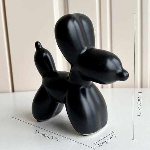 Modern Balloon Dog Decorative Sculpture,Ceramic Dog Figurines Statues Contemporary Art Decor for Living Room,Bedroom,Desk,Bookshelf,Shelf,Coffee Table, Fireplace Mantel (Black) - color: Black