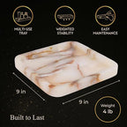 Bey-Berk Genuine Marble Valet Tray, Catch All, Vanity Tray, Marble Desk Organizer (Onyx, 9" x 9") - color: Onyx, size: 9" x 9"