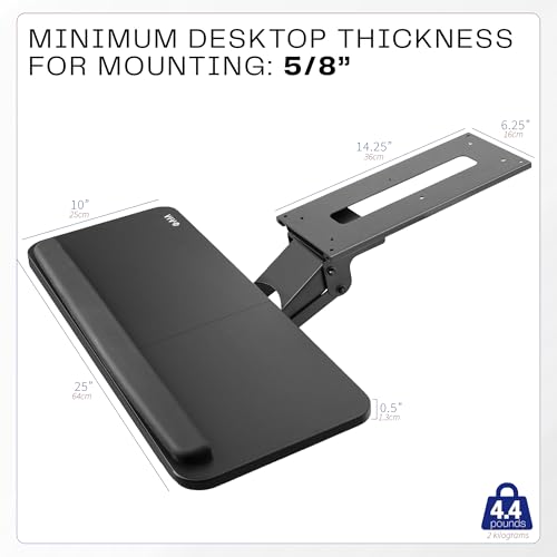 VIVO Adjustable Computer Keyboard & Mouse Platform Tray Ergonomic Under Table Desk Mount Drawer Underdesk Shelf (MOUNT-KB03B) - color: Black, size: 25"