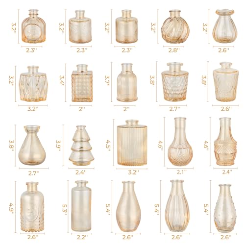BEAHOT 32 Pack Gold Flower Vase in Bulk,Mini Vintage Glass Bud Vases for Centerpieces,Wedding Decor,Party & Home Decaration,Mother's Day (Gold) - color: Gold