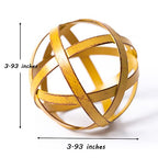 Metal Band Ball Table Decor, Distressed Metal Bands Decorative Sphere, Home Tabletop Decor Accents for Living Room Bedroom Kitchen Office Dining Room