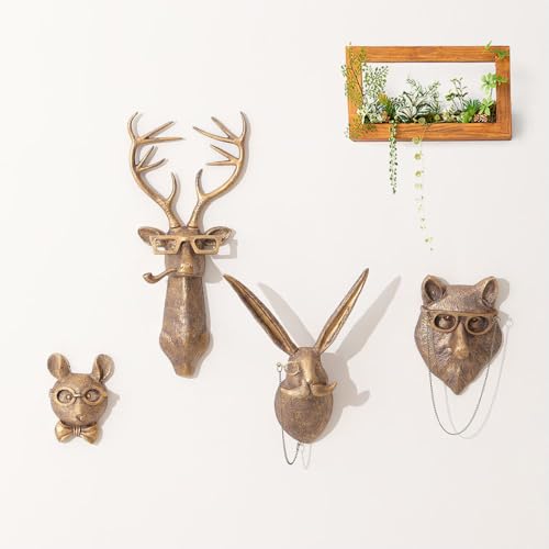 Joogour Head Wall Mount Decor,Resin Animal Sculptures，Art Deco Wall Hanging Decoration for Living Room Bedroom Officeroom Gift (Fox)