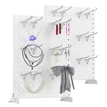 TORACK Pegboard Display Stand for Craft Shows & Fairs, 12 x 16 in Metal Tabletop Pegboard Display with Hooks for Christmas Fair Event(White, Pack of 2) - style: 2-Pack White