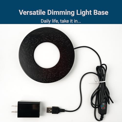 Wood LED Light Base - Crystal Display Base for Glass Art/Acrylic, 3 Light Modes with 10-Level Dimming & Auto Timer (Dark Brown, 4.7inch) - color: Dark Brown, size: 4.7inch