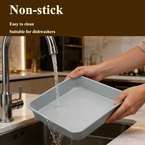 Non-Stick Square Cake Pan 9x9, Non-Toxic Lnorganic Ceramic Coating, Ceramic Square Baking Pan, Brownie Pan for Oven - size: cake pan 9x9"