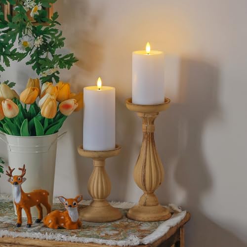 Yeelida Outdoor 4pcs Flameless Waterproof Candles with Handy Remote Control, Cycle Timer Battery Operated Candle Grease Effect LED Flickering Pillar Plastic Long Lasting (White, 3" x4" 5" 6" 7") - color: White, size: 4" 5" 6" 7"