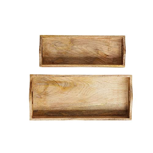 Creative Co-Op Rectangle Mango Wood Trays (Set of 2 Sizes) - style: Tray Set