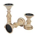 Candle Holder Stand Wooden, Pillar Candle Holders, Unity Candle Holders, Rounded Turned Colums, Country Style Ideal for Gift, Wedding, Christmas, Party, Home,Spa - 10,8,6 Inch- Set of 3, White Wash - color: White Wash, size: 10,8,6 Inch Set of 3 - Mid Cut
