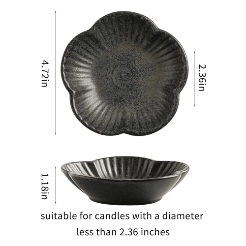 Ceramic Pillar Candle Holder Plates, Decorative Candlestick Holder, Tea Light Incense Santo Palo Holders, for Dinning, Party, Wedding, Birthday, Anniversary Decorations, 1pack (Black) - color: Black