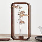 Transprent Glass Vase Test Tube Hydrophilic Plants Holder Walnut Wooden Frame Flower Stand Table Garden Bonsai Decor,Gifts for Women, Home Office Decor Planter (Big) - size: Large