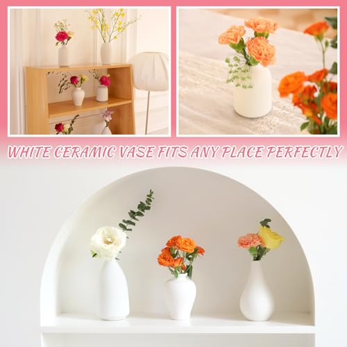 8 Pack Ceramic Bud Vase, White Ceramic Vase Modern Mini Bud Vase in Bulk for Centerpieces, Small White Vase for Flowers Pampas Grass, Wedding, Home - color: White-set of 8