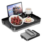 Lap Tray with Cushion Plastic Lap Desk with Cushion 15.5”Large Breakfast in Bed Tray with Removable Cushion & Cup/Phone Holder, Lap Table with Laptop Pocket for Couch TV Adults Eating Gaming Black