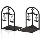 2pcs Balance Scale Book Ends Fair Black Metal Non-Slip Bookends Reading Decorative Large Book End Stoppers for Shelves Birthday Housewarming - style: Balance Scale