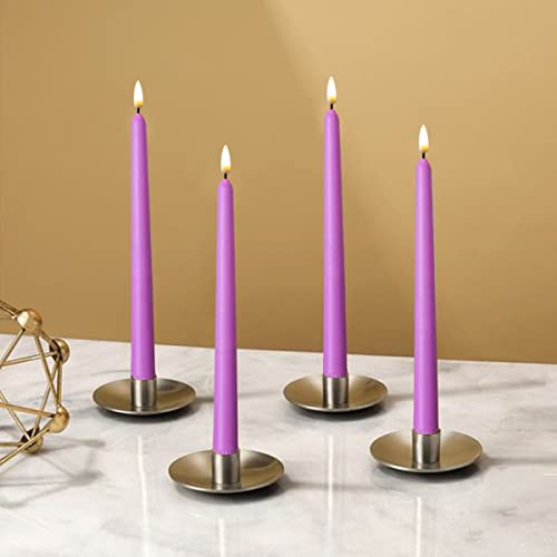 NONNO & ZGF 10 Pack Purple Flameless 11'' Wax Covered Taper Candles with 2 Remote, Use 2-AA Battery (Not Included, Runs 200 Hours) - color: Purple