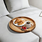 Acacia Wood Sofa Tray, Folding Couch Table Insert for Middle Portable Couch Armrest Trays Perfect for Drinks, Snacks, Phone, Remote Control (Circle) - color: Circle