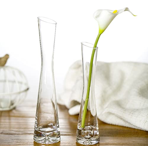 25cm/9.8inch Tall Clear Glass Thin Narrow Necked Bud Vase Slim Single Stem Flower Vase Floral Vase Centerpiece for Wedding Party Home Table Decor - size: 25cm/9.8inch