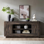 OKD Modern 70" TV Stand, Entertainment Center for TVs Up to 80", Media Console with Large Open Storage & Side Cabinets, Thick Wood Design for Living Room, Dark Rustic Oak - color: Dark Rustic Oak