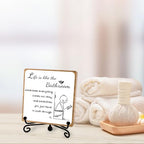 Funny Bathroom Decor, Bathroom Wooden Sign with Stand Decor, Farmhouse Home Toilet Desk Shelf Accessories, Rustic Table Decorations Supplies - style: bathroom sign 02