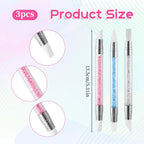 3 Pcs Nail Art Sculpture Pen, Dual Tipped Silicone Nail Tools, Silicone Head Acrylic Handle Nail Art Brushes, Rhinestone Nail Polish Carving Pen, Nail Art Tools for Home Salon(White, Pink, Blue) - color: White, Pink, Blue