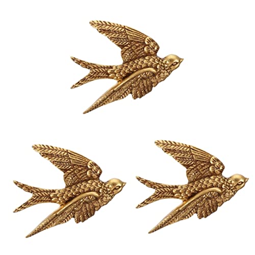 ABOOFAN 3pcs Swallow Wall Hanging Iron Resin Wall Sculpture Ceramic Sparrows Rustic Wedding Decor Mounted Birds Bedroom Sculptures Bird 3d Ornaments Old Resin Household